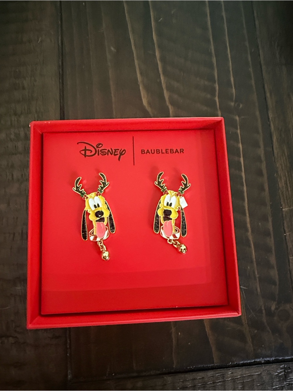 Disney Pluto Reindeer Stud Earrings - Yellow, Red & Gold